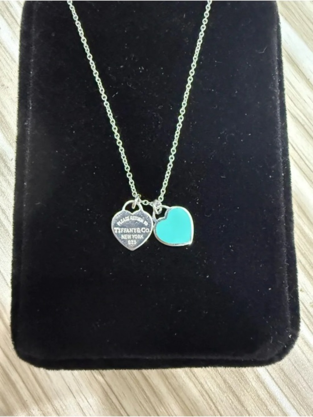 Tiffany & Co. Silver Necklace with Turquoise Heart Enamel Charm